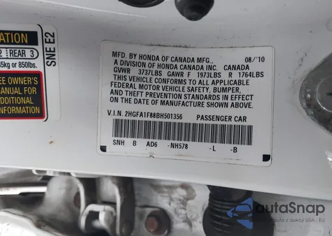 2011 Honda Civic Ex from USA, damaged, VIN 2HGFA1F88BH501356